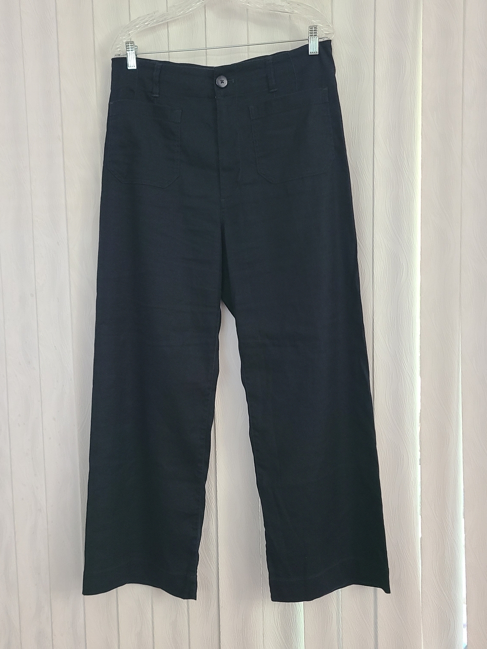 Maeve 31T Tall Navy The Colette Linen Blend High Rise Wide Leg Pockets Pant